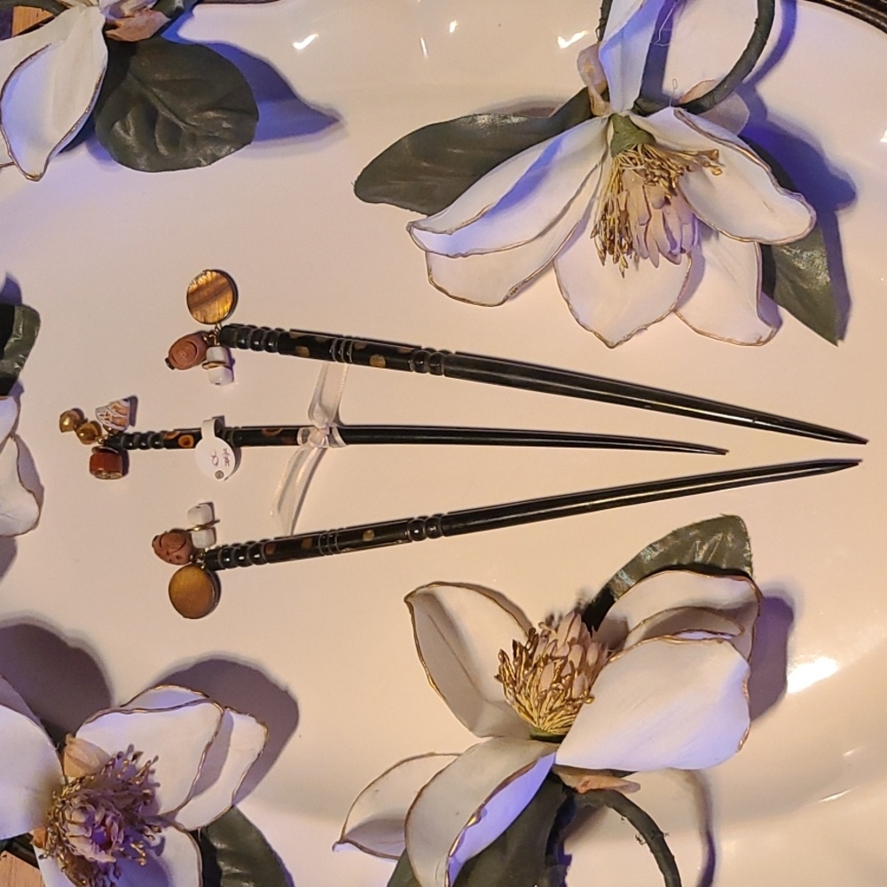 Bundle of 3 Wooden Hair Sticks/Pins